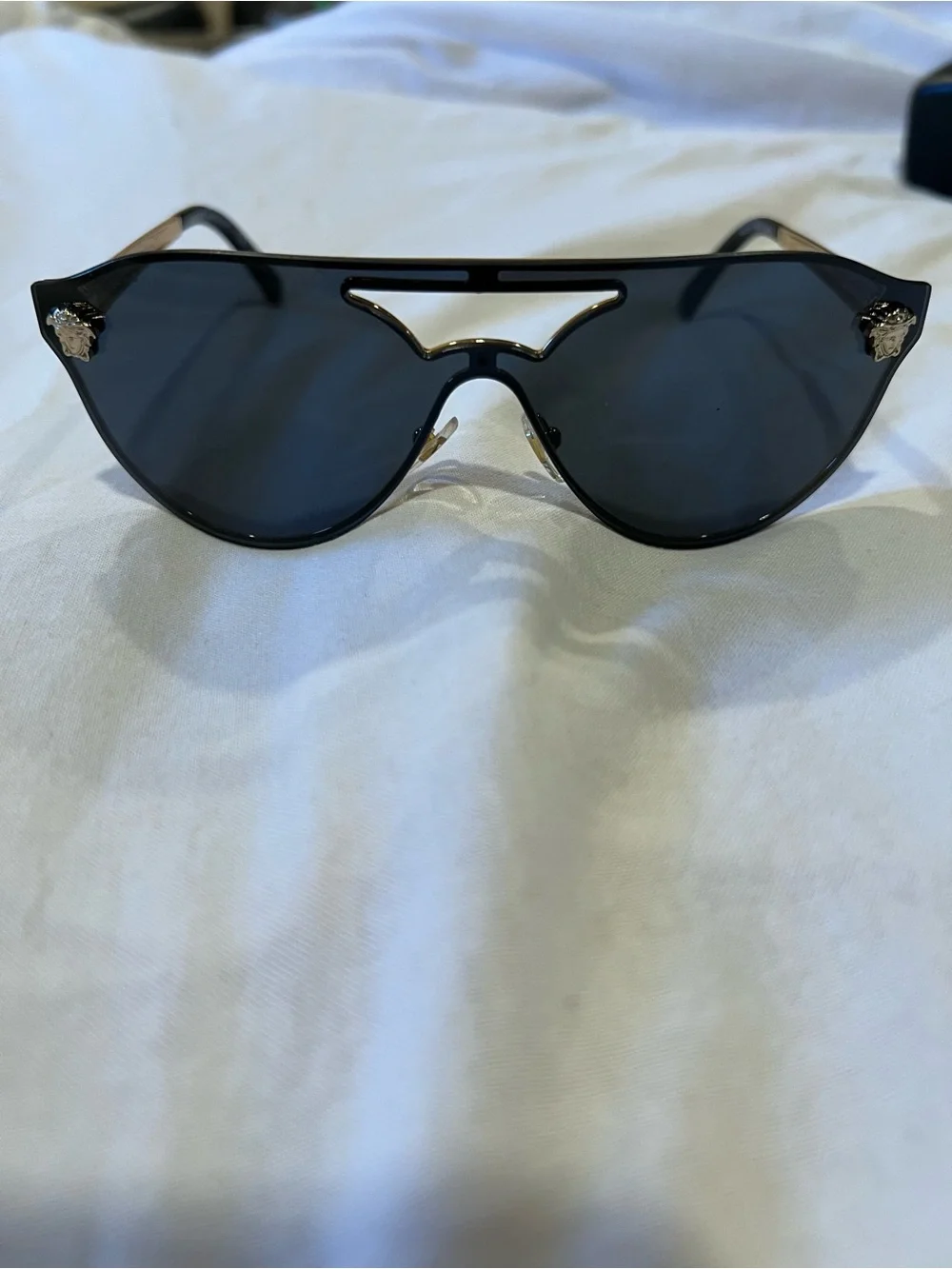 Versace Sunglasses VE2161 (gold/black Medusa shield/visor style)